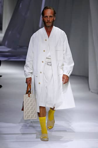 MILANO, ITALY â   September 23: A model walks the runway during the Fendi Fashion show as part of the Milano Fashion Week Spring/Summer 2021 on September 23, 2020 in Milano, Italy. (Photo by Estrop/Getty Images)