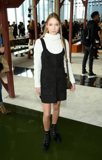 NEW YORK, NEW YORK - FEBRUARY 08: Lila Grace Moss Hack attends the Longchamp Fall/Winter 2020 Runway Show at Hudson Commons on February 08, 2020 in New York City. (Photo by Dimitrios Kambouris/Getty Images for Longchamp )