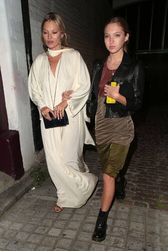 1272023665 LONDON, ENGLAND - SEPTEMBER 11: Kate Moss and Lila Moss seen celebrating designer Kim Jones birthday party at Laylow on September 11, 2020 in London, England. (Photo by Ricky Vigil/GC Images)