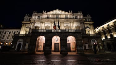 MILAN, ITALY - APRIL 12: Scala Theater is deserted during Easter day due to the coronavirus lockdown aimed at curbing the spread of the COVID-19 infection, on April 12, 2020 in Milan, Italy. There have been over 150,000 reported COVID-19 cases in Italy and more than 19,000 related deaths, but the officials are confident the peak of new cases has passed. (Photo by Mattia Ozbot/Soccrates Images/Getty Images)
