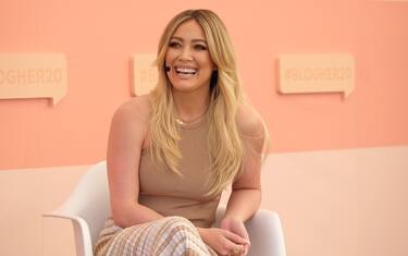 LOS ANGELES, CALIFORNIA - FEBRUARY 01: Hilary Duff speaks during #BlogHer20 Health at Rolling Greens Los Angeles on February 01, 2020 in Los Angeles, California. (Photo by Sarah Morris/Getty Images)