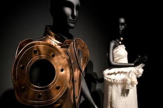 epa08909025 (FILE) - Haute couture dresses and accessories by Paris fashion designer Pierre Cardin on display in the exhibition 'Pierre Cardin. Fashion Futurist' at the Museum Kunstpalast in Duesseldorf, Germany, 20 September 2019 (reissued 29 December 2020). According to media reports, Pierre Cardin has died aged 98.  EPA/SASCHA STEINBACH *** Local Caption *** 55481300