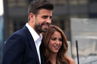 Colombian musician Shakira and partner Kosmoa Founder and President, Spanish football player Gerard Pique attend the Davis Cup Presentation on September 5, 2019 in New York. (Photo by Bryan R. Smith / AFP)        (Photo credit should read BRYAN R. SMITH/AFP via Getty Images)