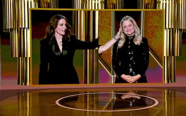 NEW YORK, NEW YORK - FEBRUARY 28: Tina Fey and Amy Poehler speak via livestream during the 78th Annual Golden GlobeÂ® Awards at The Rainbow Room on February 28, 2021 in New York City. (Photo by Kevin Mazur/Getty Images for Hollywood Foreign Press Association)