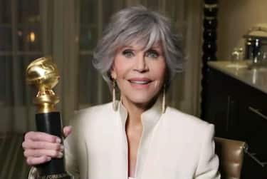 UNSPECIFIED - FEBRUARY 28:  In this handout screengrab Jane Fonda, winner of Cecil B. deMille Award speaks during the 78th Annual Golden Globe Virtual General Press Room on February 28, 2021. (Photo by Handout/HFPA via Getty Images)