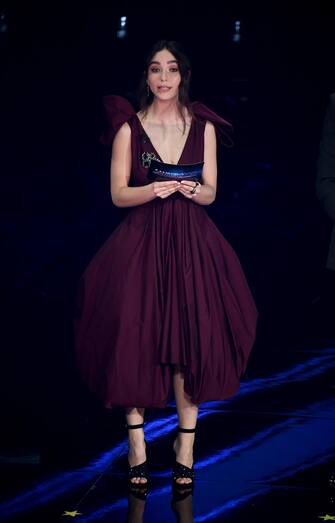 Italian actress Matilda De Angelis  on stage at the Ariston theatre during the 71st Sanremo Italian Song Festival, Sanremo, Italy, 02 March 2021. The festival runs from 02 to 06 March.    ANSA/ETTORE FERRARI



