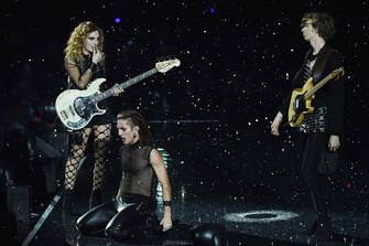 MILAN, ITALY - DECEMBER 14:  Maneskin perform live at X Factor 11 finale on December 14, 2017 in Milan, Italy.  (Photo by Stefania D'Alessandro/Getty Images)