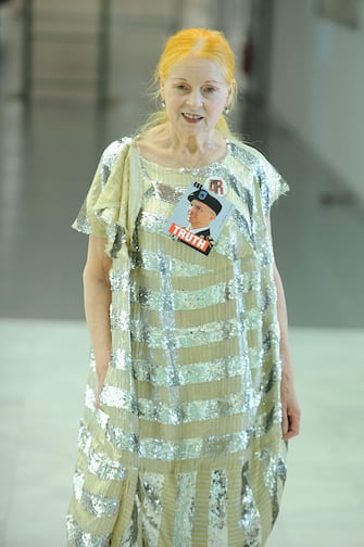MILAN, ITALY - JUNE 23:  Vivienne Westwood during backstage at the Vivienne Westwood show during Milan Menswear Fashion Week Spring Summer 2014 on June 23, 2013 in Milan, Italy.  (Photo by Pier Marco Tacca/Getty Images)