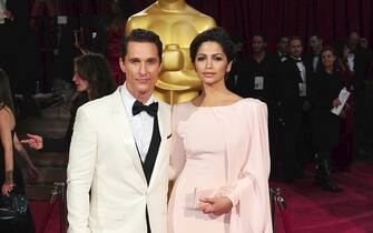 Matthew McConaughey (left) and Camila Alves arriving at the 86th Academy Awards held at the Dolby Theatre in Hollywood, Los Angeles, CA, USA, March 2, 2014.