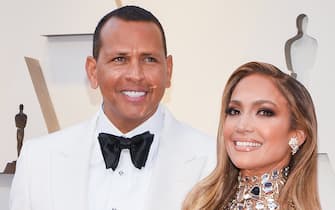 Alex Rodriguez and Jennifer Lopez walking on the 2019 Oscars red carpet at the 91st Academy Awards held at the Dolby Theatre located at the Hollywood & Highland Center in Los Angeles, California on Feb. 24, 2019. (Photo by Anthony Behar/Sipa USA)