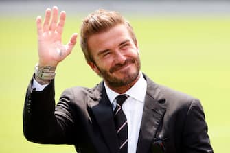 FORT LAUDERDALE, FLORIDA - APRIL 18: David Beckham, owner of Inter Miami CF, greets fans prior to the game between Inter Miami FC and the Los Angeles Galaxy at DRV PNK Stadium on April 18, 2021 in Fort Lauderdale, Florida. (Photo by Cliff Hawkins/Getty Images)