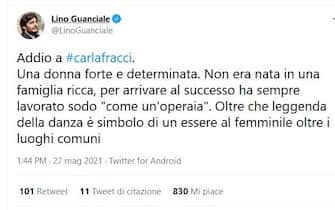 L'attore Lino Guanciale ricorda su Twitter la ballerina Carla Fracci nel giorno della sua morte