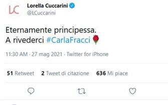 Il tweet con cui Lorella Cuccarini ricorda Carla Fracci, la grande ballerina italia morta a 84 anni