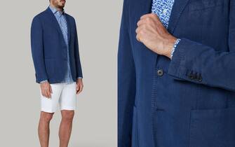 Blazer blu Brescia in lino Tencel Blazer blu Brescia in lino Tencel