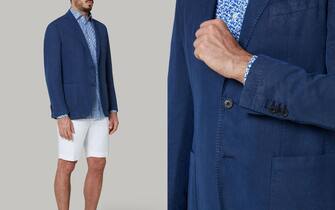 Blazer blu Brescia in lino Tencel