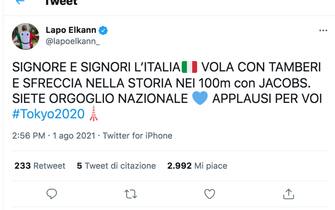 Doppio oro ai Giochi olimpici di Tokyo, l'esultanza dei vip Il post di Lapo Elkann