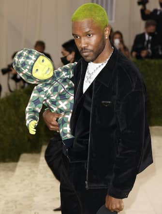 epa09466624 Frank Ocean poses on the red carpet for the 2021 Met Gala, the annual benefit for the Metropolitan Museum of Art's Costume Institute, in New York, New York, USA, 13 September 2021. The event coincides with the Met Costume Institute's first two-part exhibition, 'In America: A Lexicon of Fashion' which opens 18 September 2021, to be followed by 'In America: An Anthology of Fashion' which opens 05 May 2022 and both conclude 05 September 2022.  EPA/JUSTIN LANE