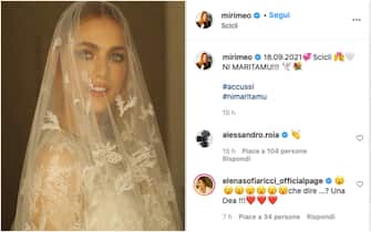 Miriam Leone in abito da sposa in una foto postata su Instagram