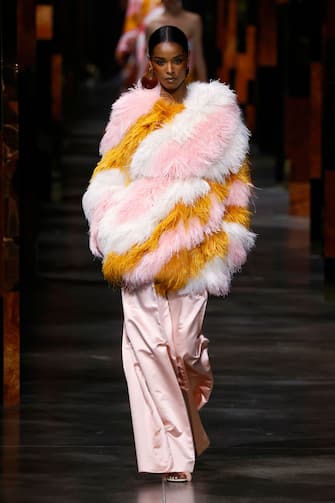 MILANO, ITALY â   SEPTEMBER 22: A model walks the runway during the Fendi fashion show during Milan Women's Fashion Week Spring/Summer 2022 on September 22, 2021 in Milano, Italy. (Photo by Estrop/Getty Images)