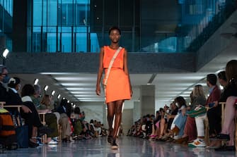 MILAN, ITALY - SEPTEMBER 23: A model walks the runway at the Max Mara fashion show during the Milan Fashion Week - Spring / Summer 2022 on September 23, 2021 in Milan, Italy. (Photo by Pietro D'Aprano/Getty Images)
