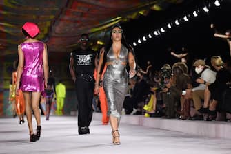 1342323448 MILAN, ITALY - SEPTEMBER 24: Lourdes Leon walks the runway at the Versace fashion show during the Milan Fashion Week - Spring / Summer 2022 on September 24, 2021 in Milan, Italy. (Photo by Jacopo Raule/Getty Images)