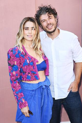 VENICE, ITALY - SEPTEMBER 05: Greta Scarano and Sydney Sibilia attend the "Filming Italy" prize photocall during the 78th Venice International Film Festival on September 05, 2021 in Venice, Italy. (Photo by Daniele Venturelli/WireImage)