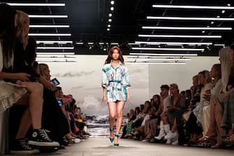 NEW YORK, NEW YORK - SEPTEMBER 09: HoYeon Jung walks the runway at the Zimmermann Ready to Wear Spring/Summer 2020 fashion show during New York Fashion Week on September 09, 2019 in New York City. (Photo by Peter White/WireImage)