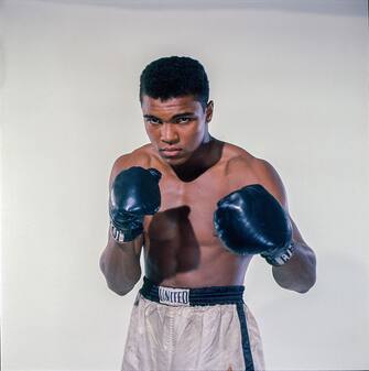 BRONX, NY - MAY 17: Cassius Clay, 20 year old heavyweight contender from Louisville, Kentucky poses for the camera on May 17, 1962, in Bronx, New York. (Photo by Stanley Weston/Getty Images)