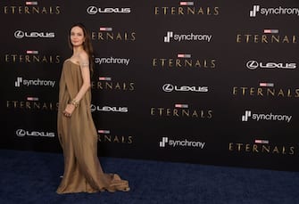 LOS ANGELES, CALIFORNIA - OCTOBER 18: Angelina Jolie attends Marvel Studios' "Eternals" premiere on October 18, 2021 in Los Angeles, California. (Photo by Emma McIntyre/WireImage)