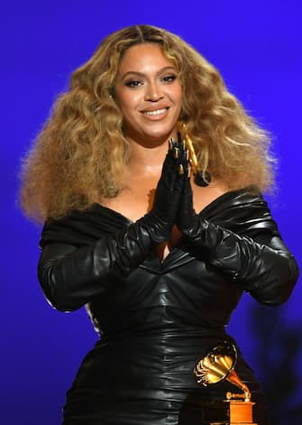 LOS ANGELES, CALIFORNIA - MARCH 14: BeyoncÃ© accepts the Best Rap Performance award for 'Savage' onstage during the 63rd Annual GRAMMY Awards at Los Angeles Convention Center on March 14, 2021 in Los Angeles, California. (Photo by Kevin Winter/Getty Images for The Recording Academy)
