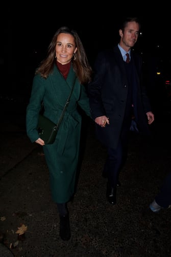 LONDON, ENGLAND - DECEMBER 04:  Pippa Middleton and James Matthews seen leaving St. Luke's Church in Chelsea on December 04, 2019 in London, England. (Photo by GORC/GC Images)