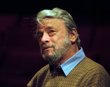 View of American composer and lyricist Stephen Sondheim onstage during an event at the Fairchild Theater, East Lansing, Michigan, February 12, 1997. (Photo by Douglas Elbinger/Getty Images)
