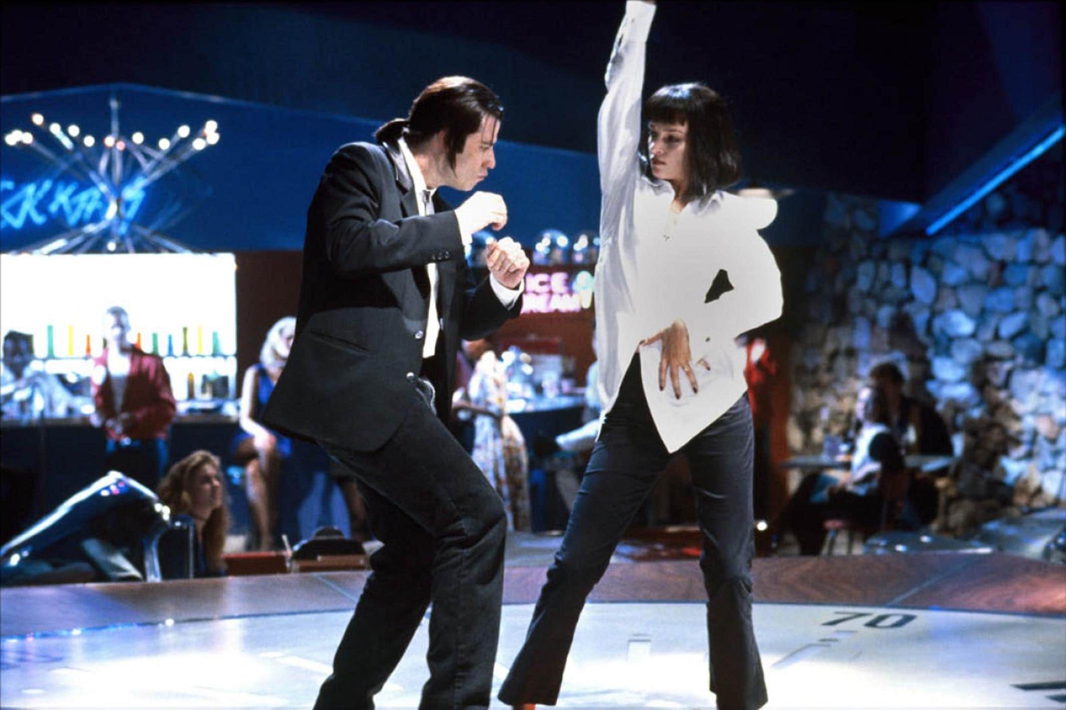Film - Pulp Fiction. Nella foto, John Travolta e Uma Thurman.........Hollywood - La Disney cede la Miramax
