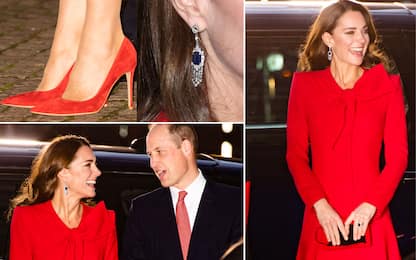Kate Middleton sceglie un look total red per inaugurare le feste. FOTO