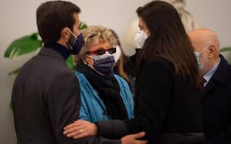 Dacia Maraini (C)  ha portato il suo ultimo saluto a Lina Wertmuller, nella camera ardente allestita nella Sala della Protomoteca, fino alle 20:00 di oggi in Campidoglio a Roma, 10 dicembre 2021.ANSA/MAURIZIO BRAMBATTI