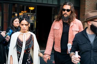 NEW YORK, NEW YORK - APRIL 03: Lisa Bonet (L) and Jason Momoa are seen in the East Village on April 03, 2019 in New York City.  (Photo by Gotham / GC Images)