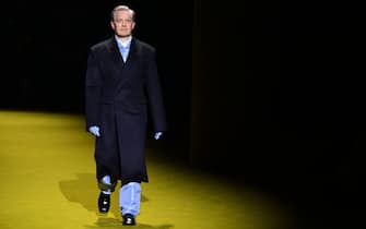 US actor Kyle MacLachlan presents a creation for Prada's Men's Fall/Winter 2022/2023 fashion collection on January 16, 2022 in Milan. (Photo by MIGUEL MEDINA / AFP) (Photo by MIGUEL MEDINA/AFP via Getty Images)