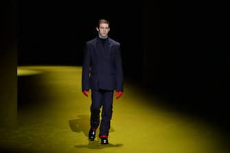Israeli actor Tom Mercier presents a creation for Prada's Men's Fall/Winter 2022/2023 fashion collection on January 16, 2022 in Milan. (Photo by MIGUEL MEDINA / AFP) (Photo by MIGUEL MEDINA/AFP via Getty Images)