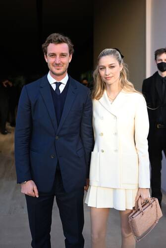 PARIS, FRANCE - JANUARY 24: Pierre Casiraghi and Beatrice Borromeo attend the Dior Haute Couture Spring/Summer 2022 show as part of Paris Fashion Week on January 24, 2022 in Paris, France. (Photo by Anthony Ghnassia/Getty Images For Dior)