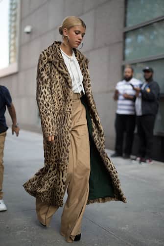NEW YORK, NY - SEPTEMBER 11:  Sofia Richie is seen attending Oscar de la Renta during New York Fashion Week wearing a fur coat on September 11, 2017 in New York City.  (Photo by Matthew Sperzel/Getty Images)