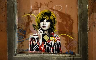 Roma 02/02/2022
Murale dello street artist Herry Greb dedicato a Monica Vitti nel giorno della sua scomparsa e affisso nei pressi dell'abitazione dell'attrice
