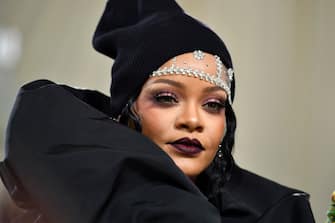 NEW YORK, NEW YORK - SEPTEMBER 13: Rihanna attends The 2021 Met Gala Celebrating In America: A Lexicon Of Fashion at Metropolitan Museum of Art on September 13, 2021 in New York City. (Photo by Jeff Kravitz/FilmMagic)