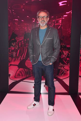 MILAN, ITALY - FEBRUARY 25: Massimo Bottura is seen at the Gucci show during Milan Fashion Week Fall / Winter 2022/23 on February 25, 2022 in Milan, Italy.  (Photo by Jacopo M. Raule / Getty Images for Gucci)