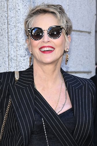 MILAN, ITALY - FEBRUARY 26: Sharon Stone attends a photocall during a Dolce & Gabbana boutique event during the Milan Fashion Week Fall / Winter 2022/2023 on February 26, 2022 in Milan, Italy.  (Photo by Daniele Venturelli / Daniele Venturelli / WireImage)