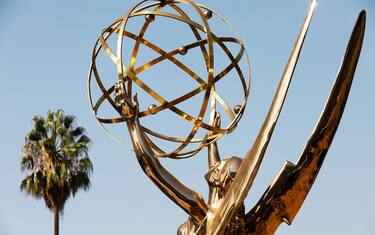 LOS ANGELES, CA - SEPTEMBER 15: The Emmy Award statue at the Academy of Television Arts & Sciences campus in Los Angeles during a "Sneak Peek" behind-the scenes reveal of television's biggest night at the Television Academy in Los Angeles on Wednesday morning. The in-person 73rd Emmy Awards will be broadcast this Sunday Sept. 19 on CBS Television. The producers explained Covid precautions that will ensure Emmy nominees can enjoy the celebrations. Television Academy on Wednesday, Sept. 15, 2021 in Los Angeles, CA. (Al Seib / Los Angeles Times via Getty Images).