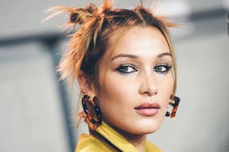MILAN, ITALY - SEPTEMBER 19: (EDITORS NOTE: Image was altered with digital filters.) Bella Hadid prepares backstage for Fendi fashion show during the Milan Fashion Week Spring/Summer 2020 on September 19, 2019 in Milan, Italy. (Photo by Vittorio Zunino Celotto/Getty Images)