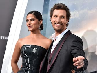 HOLLYWOOD, CA - OCTOBER 26:  Camila Alves McConaughey (L) and actor Matthew McConaughey attends the premiere of Paramount Pictures' "Interstellar" at TCL Chinese Theatre IMAX on October 26, 2014 in Hollywood, California.  (Photo by Kevin Winter/Getty Images)