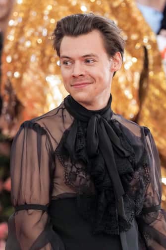 Harry Styles walking on the red carpet at The Metropolitan Museum of Art Costume Institute Benefit celebrating the opening of Camp: Notes on Fashion held at The Metropolitan Museum of Art in New York, NY, on May 6, 2019. // 03VULAURENT_20190506VU1318 / 1905071233 / Credit: Laurent Vu / SIPA / 1905071239