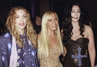 UNITED STATES - DECEMBER 08:  Madonna, Donatella Versace and Cher attending Metropolitan Museum of Art Costume Institute gala to introduce Gianni Versace Exhibition.  (Photo by Richard Corkery/NY Daily News Archive via Getty Images)