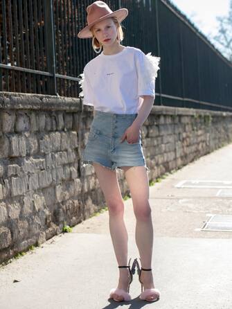 1139919833 PARIS, FRANCE - FEBRUARY 26: Model Olga Vassileva wears all Miss Sixty on February 26, 2019 in Paris, France. (Photo by Kirstin Sinclair/Getty Images)